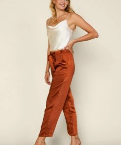 SKIES ARE BLUE Wide Leg Satin Pants Clothing