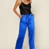 SKIES ARE BLUE Wide Leg Satin Pants Clothing