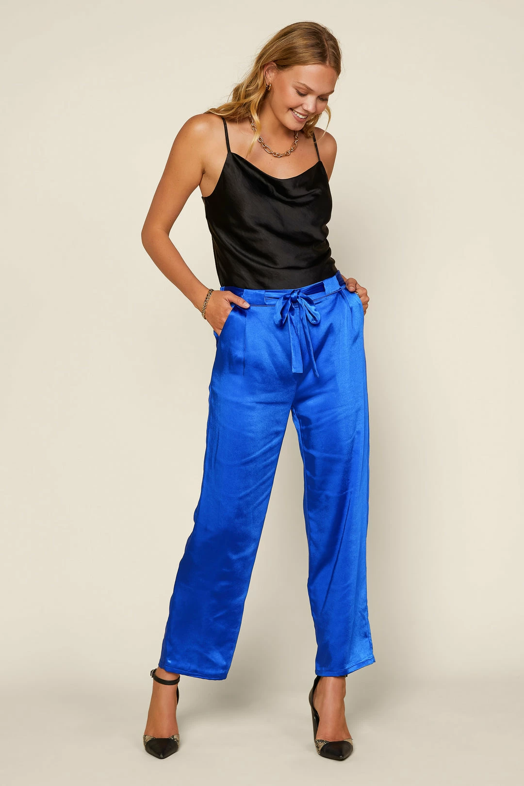 SKIES ARE BLUE Wide Leg Satin Pants Clothing 3 SKIES ARE BLUE Wide Leg Satin Pants Clothing