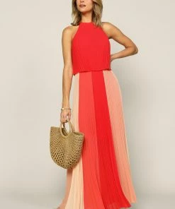 SKIES ARE BLUE Halter Pleated Maxi Dress New In Clothing