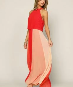 SKIES ARE BLUE Halter Pleated Maxi Dress New In Clothing