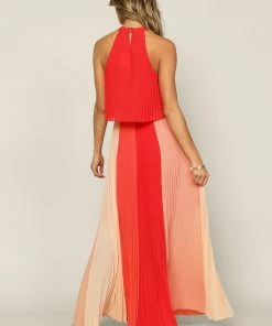 SKIES ARE BLUE Halter Pleated Maxi Dress New In Clothing