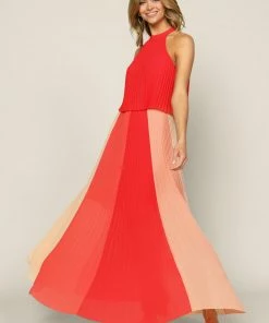 SKIES ARE BLUE Halter Pleated Maxi Dress New In Clothing