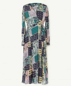 SKIES ARE BLUE Patch Print Wrap Dress Clothing