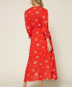 SKIES ARE BLUE Daisy Wrap Midi Dress Clothing