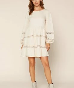 SKIES ARE BLUE Kira Lace Trim Dress Clothing