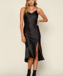 SKIES ARE BLUE Cowl Neck Midi Dress Clothing