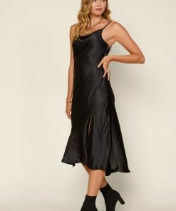 SKIES ARE BLUE Cowl Neck Midi Dress Clothing