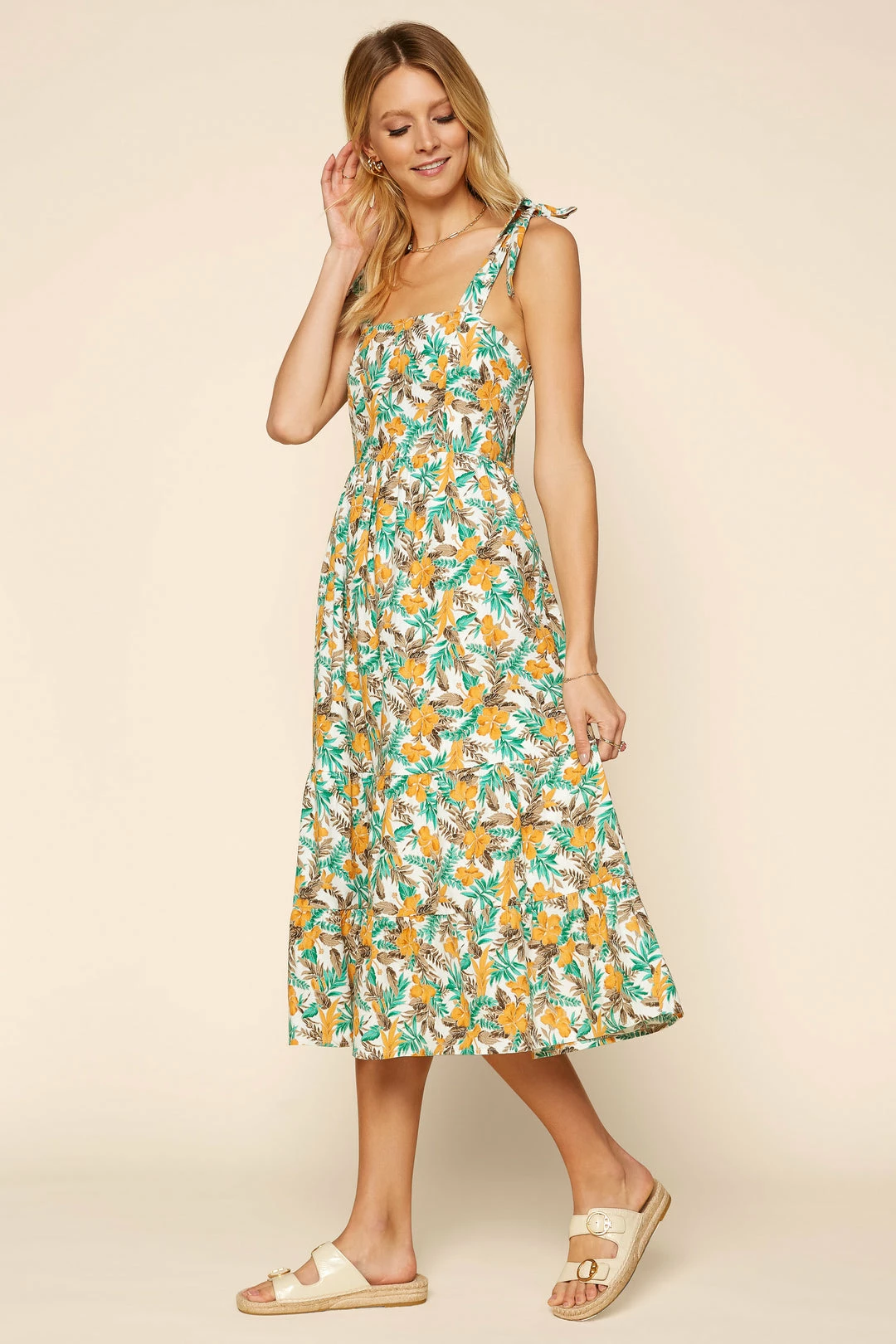 SKIES ARE BLUE Tropical Tie Shoulder Dress Clothing 3 SKIES ARE BLUE Tropical Tie Shoulder Dress Clothing