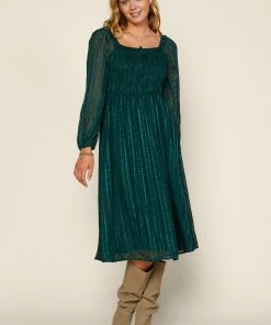 SKIES ARE BLUE Clothing Jacquard Smocked Midi Dress 12 SKIES ARE BLUE Clothing Jacquard Smocked Midi Dress