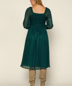 SKIES ARE BLUE Clothing Jacquard Smocked Midi Dress 13 SKIES ARE BLUE Clothing Jacquard Smocked Midi Dress