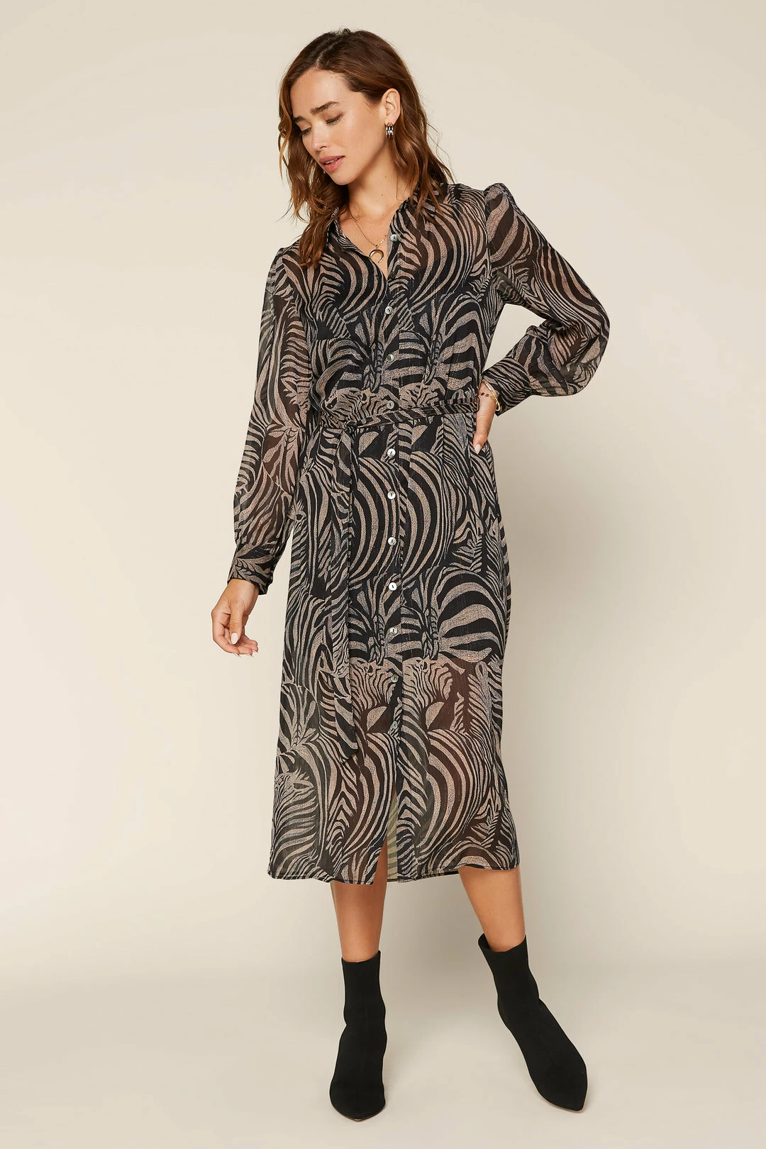 SKIES ARE BLUE Animal Print Button Down Dress 3 SKIES ARE BLUE Animal Print Button Down Dress