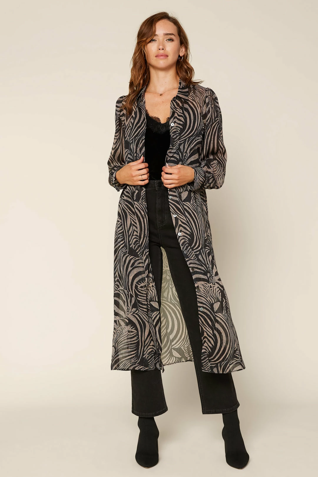 SKIES ARE BLUE Animal Print Button Down Dress 6 SKIES ARE BLUE Animal Print Button Down Dress