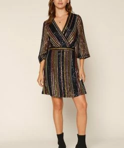 SKIES ARE BLUE Striped Sequin Dress Clothing 7 SKIES ARE BLUE Striped Sequin Dress Clothing