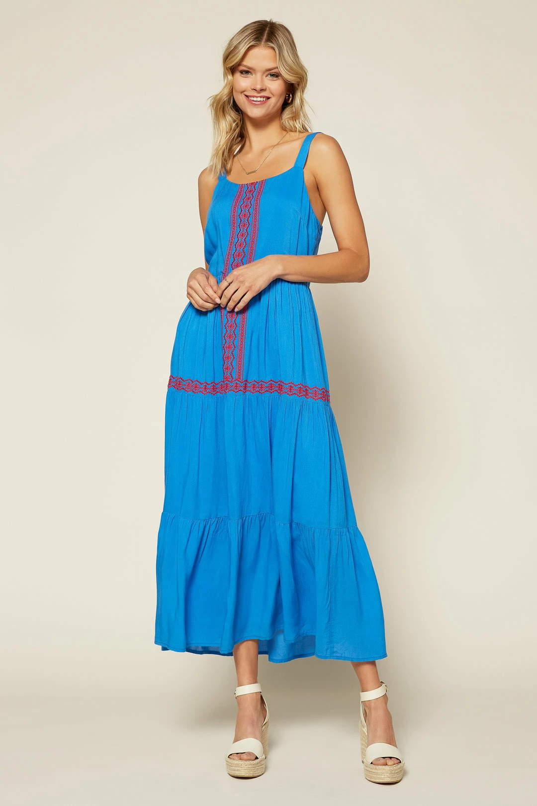 SKIES ARE BLUE Clothing Finley Embroidered Midi Dress 6 SKIES ARE BLUE Clothing Finley Embroidered Midi Dress
