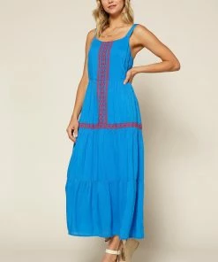 SKIES ARE BLUE Clothing Finley Embroidered Midi Dress