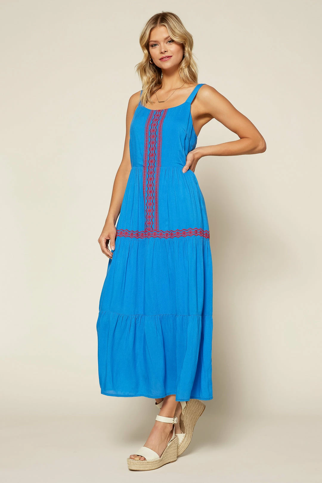 SKIES ARE BLUE Clothing Finley Embroidered Midi Dress 4 SKIES ARE BLUE Clothing Finley Embroidered Midi Dress