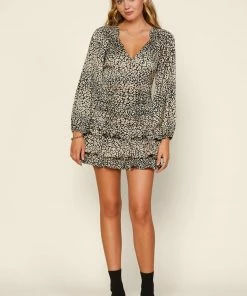 SKIES ARE BLUE Alana Leopard Ruffled Dress Clothing 8 SKIES ARE BLUE Alana Leopard Ruffled Dress Clothing