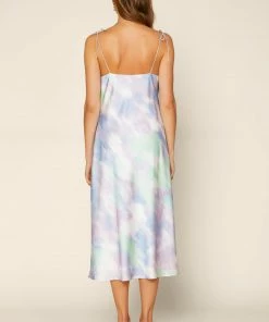 SKIES ARE BLUE Clothing Tie Dye Satin Cowl Dress 7 SKIES ARE BLUE Clothing Tie Dye Satin Cowl Dress