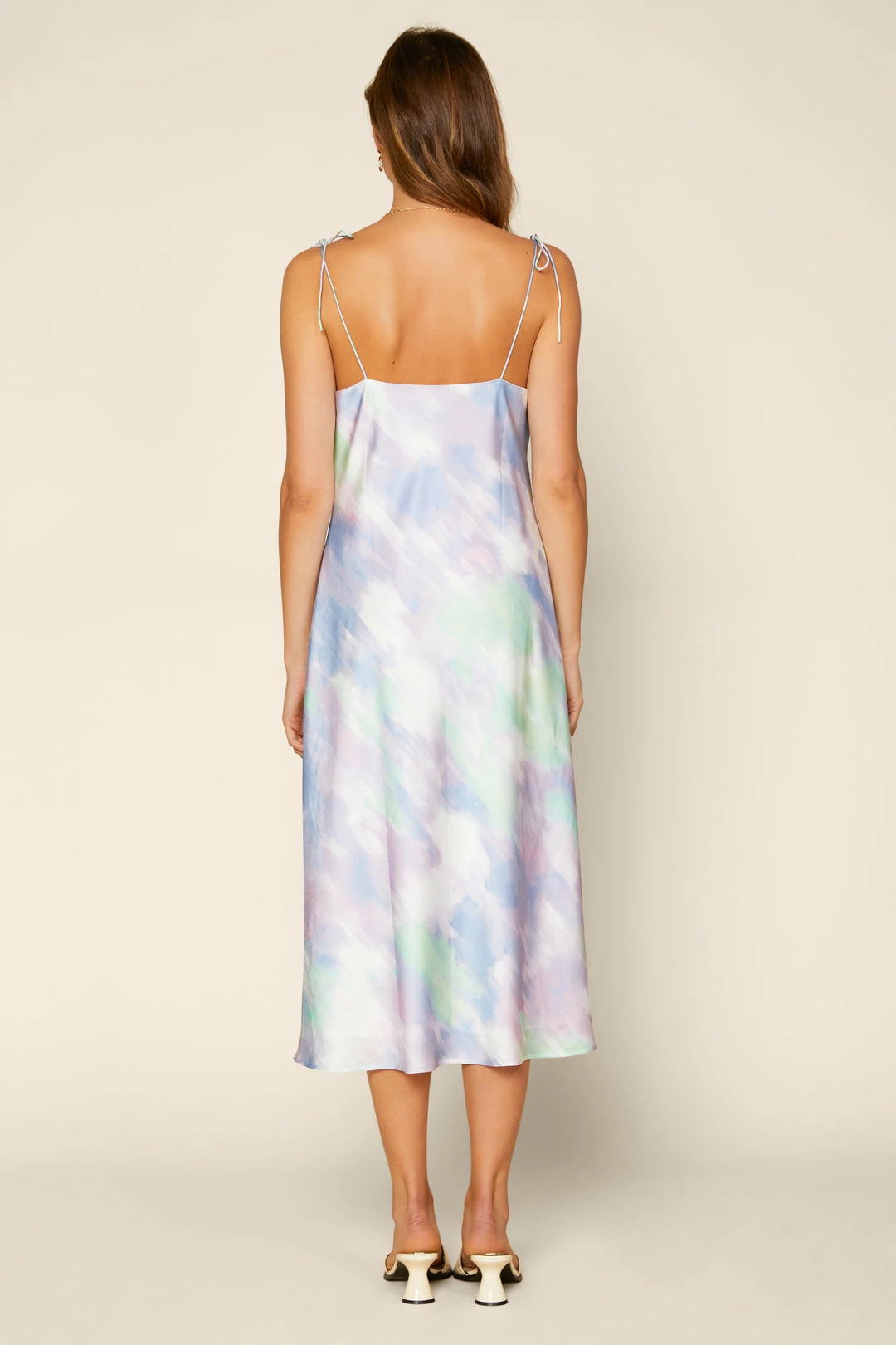 SKIES ARE BLUE Clothing Tie Dye Satin Cowl Dress 5 SKIES ARE BLUE Clothing Tie Dye Satin Cowl Dress