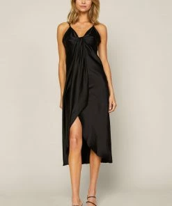 SKIES ARE BLUE Clothing Strappy Satin Cascade Dress