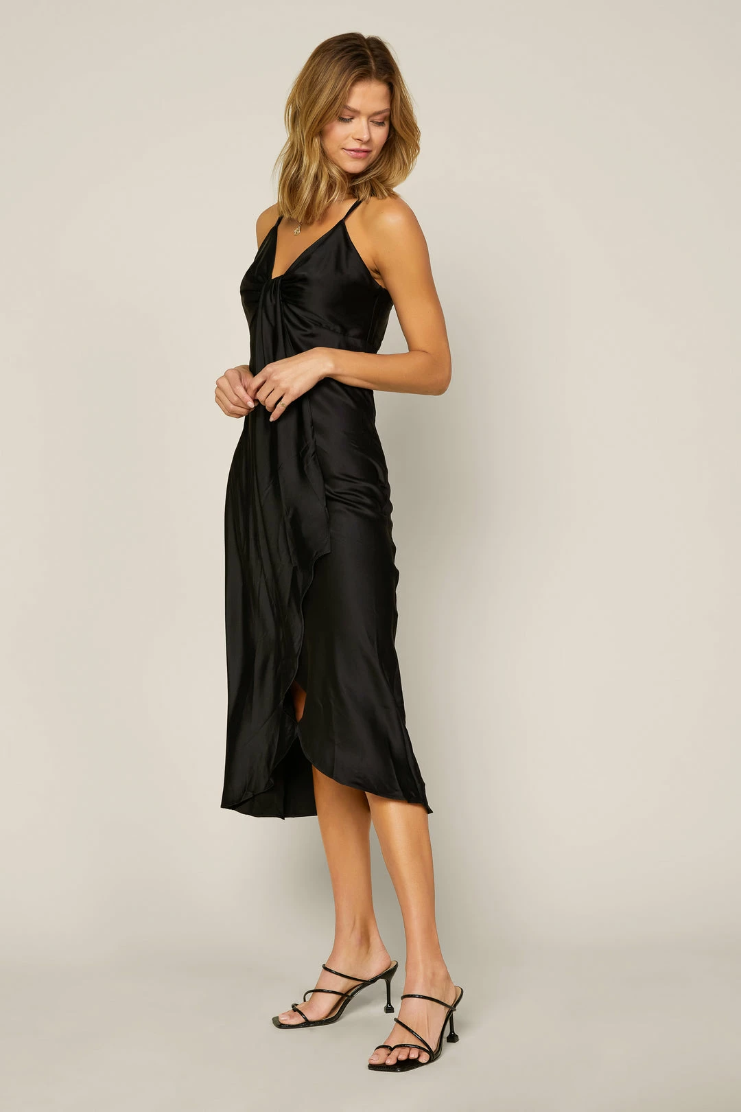 SKIES ARE BLUE Clothing Strappy Satin Cascade Dress 5 SKIES ARE BLUE Clothing Strappy Satin Cascade Dress