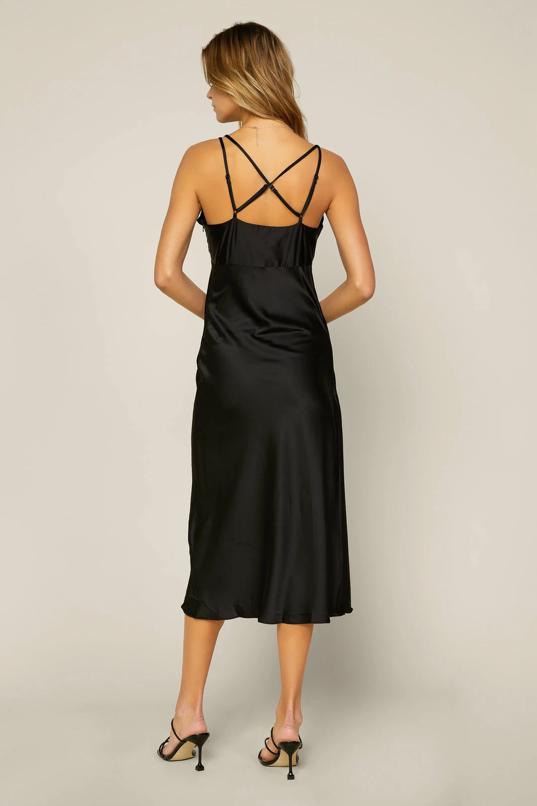 SKIES ARE BLUE Clothing Strappy Satin Cascade Dress 6 SKIES ARE BLUE Clothing Strappy Satin Cascade Dress