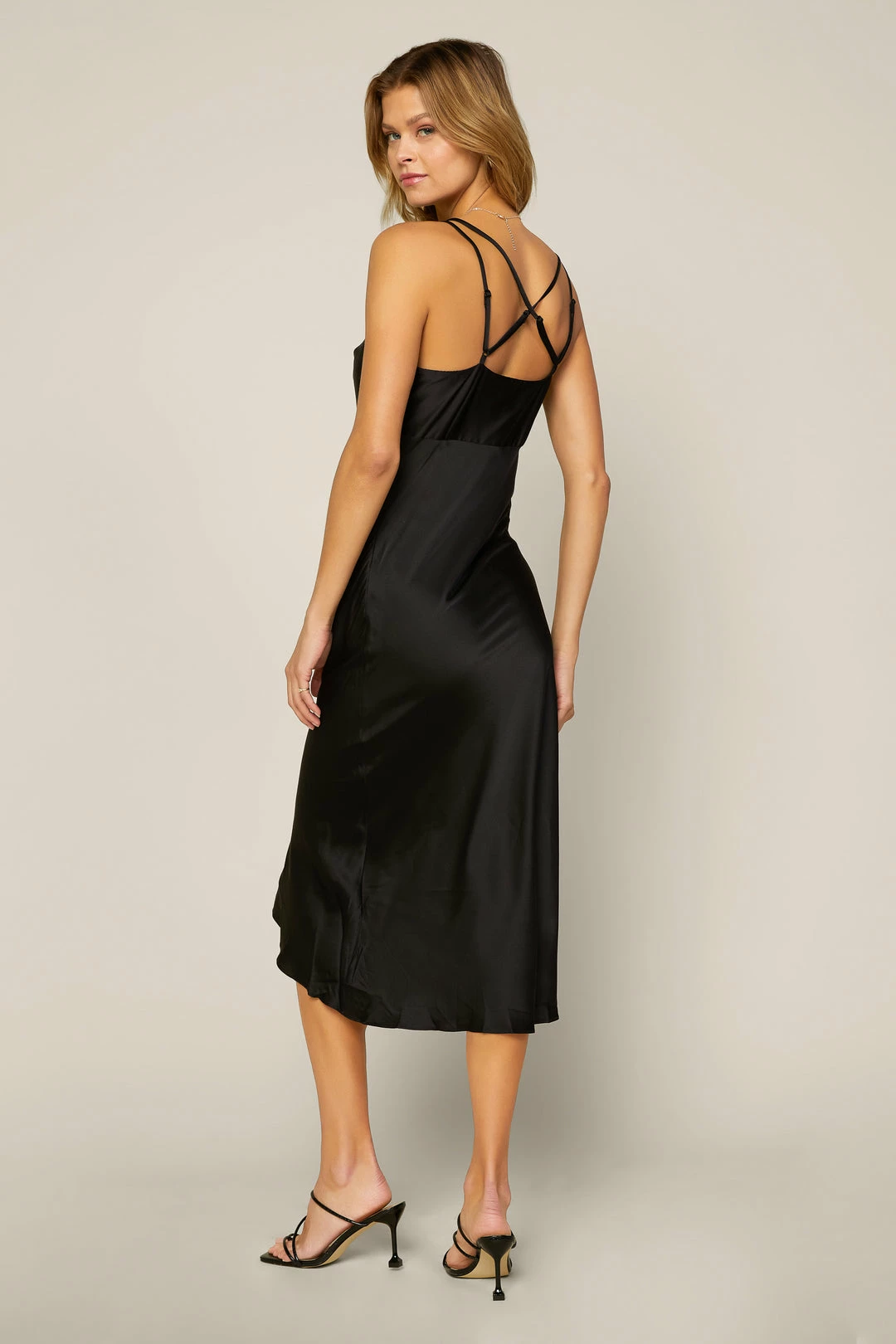 SKIES ARE BLUE Clothing Strappy Satin Cascade Dress 7 SKIES ARE BLUE Clothing Strappy Satin Cascade Dress