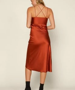 SKIES ARE BLUE Strappy Satin Cascade Dress Clothing 9 SKIES ARE BLUE Strappy Satin Cascade Dress Clothing