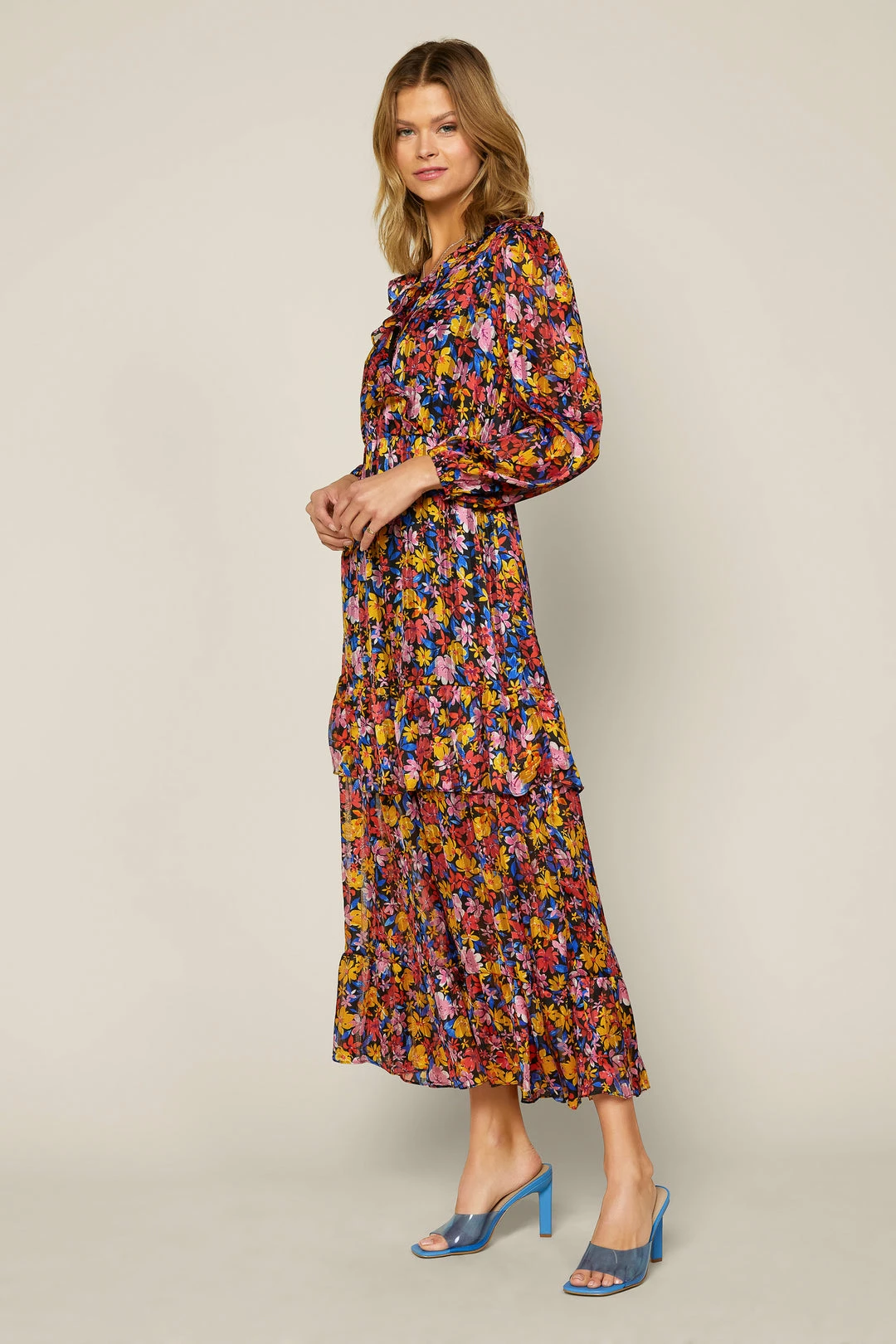 SKIES ARE BLUE Clothing Floral Print Layered Dress 7 SKIES ARE BLUE Clothing Floral Print Layered Dress