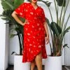 SKIES ARE BLUE Clothing Plus Size - Floral Wrap Midi Dress