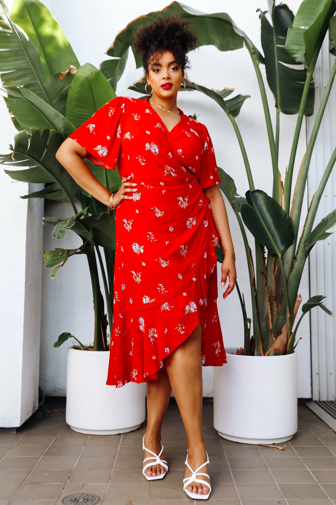 SKIES ARE BLUE Clothing Plus Size - Floral Wrap Midi Dress 3 SKIES ARE BLUE Clothing Plus Size - Floral Wrap Midi Dress