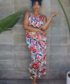SKIES ARE BLUE Plus Size - Floral Wide Leg Jumpsuit