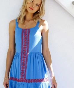 SKIES ARE BLUE Clothing Finley Embroidered Midi Dress 10 SKIES ARE BLUE Clothing Finley Embroidered Midi Dress