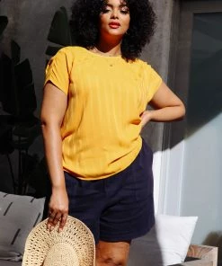 SKIES ARE BLUE Plus Size - Ember Striped Jacquard Blouse