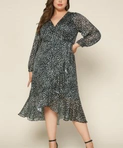 SKIES ARE BLUE Plus Size - Lorelei Leopard Wrap Dress