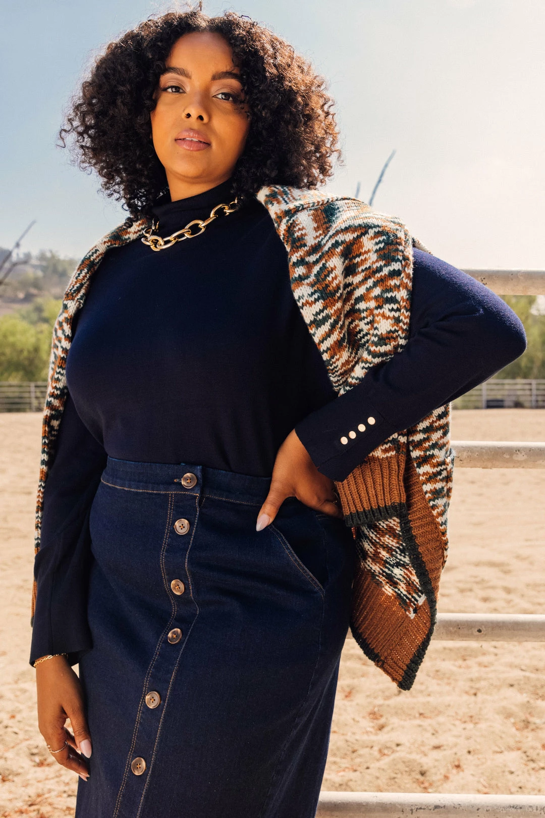 SKIES ARE BLUE Plus Size - Turtleneck Button Sleeve Top Clothing 3 SKIES ARE BLUE Plus Size - Turtleneck Button Sleeve Top Clothing