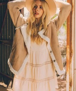 SKIES ARE BLUE Faux Suede Sherpa Jacket Clothing