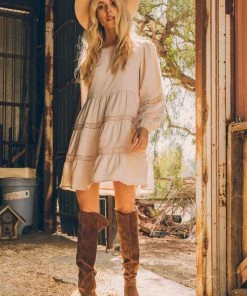 SKIES ARE BLUE Kira Lace Trim Dress Clothing