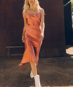 SKIES ARE BLUE Cowl Neck Midi Dress Clothing