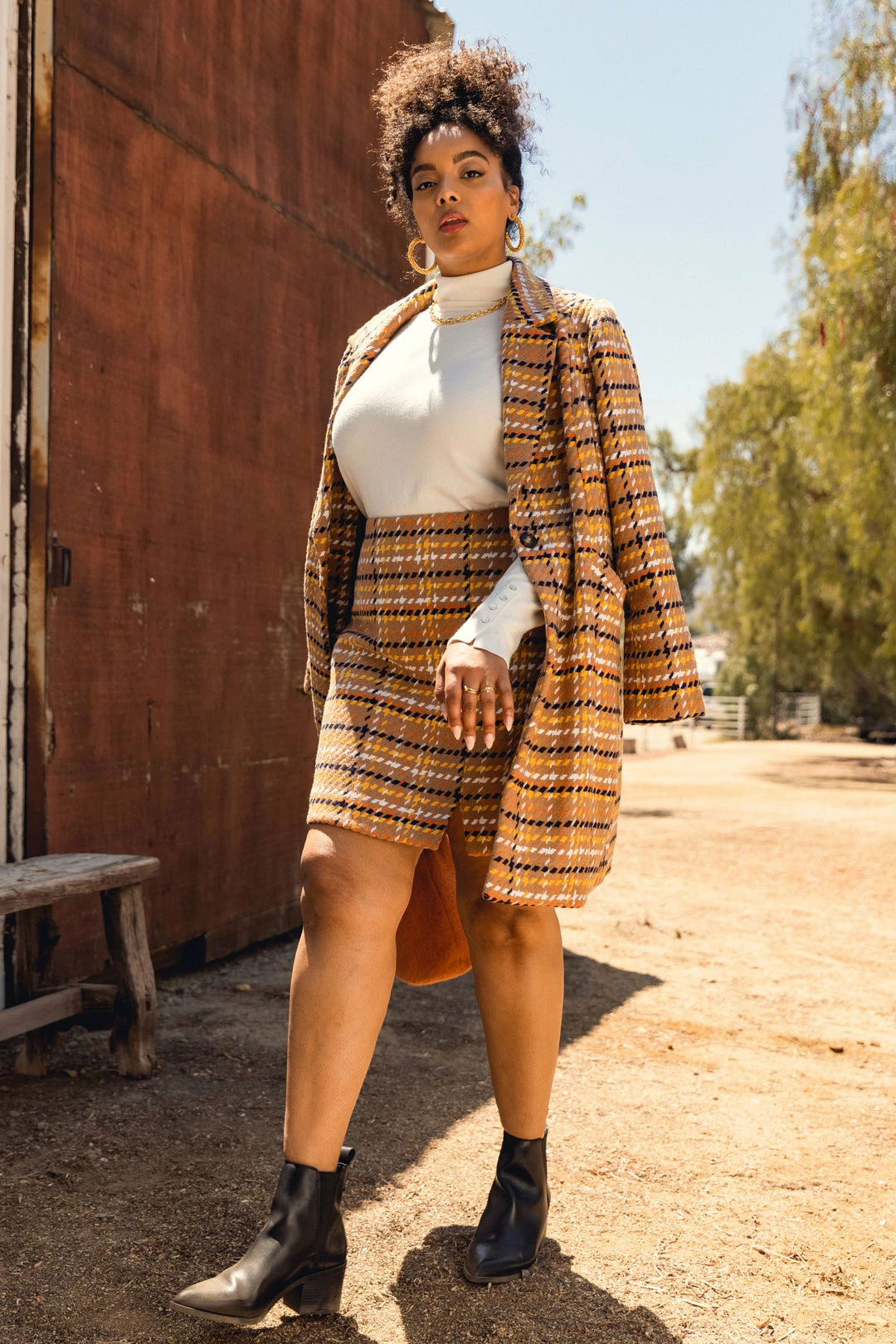 SKIES ARE BLUE Plus Size - Brandi Plaid Jacquard Coat Clothing 3 SKIES ARE BLUE Plus Size - Brandi Plaid Jacquard Coat Clothing