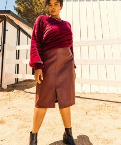 SKIES ARE BLUE Plus Size - Carissa Vegan Leather Midi Skirt Clothing