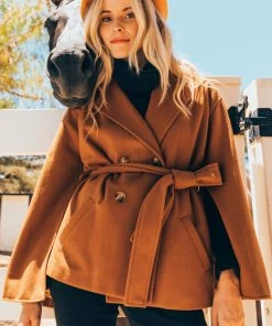 SKIES ARE BLUE Kenzie Belted Cape Coat