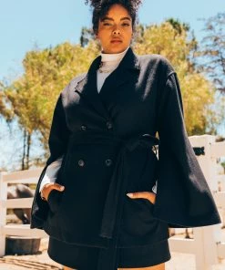 SKIES ARE BLUE Clothing Plus Size - Kenzie Belted Cape Coat