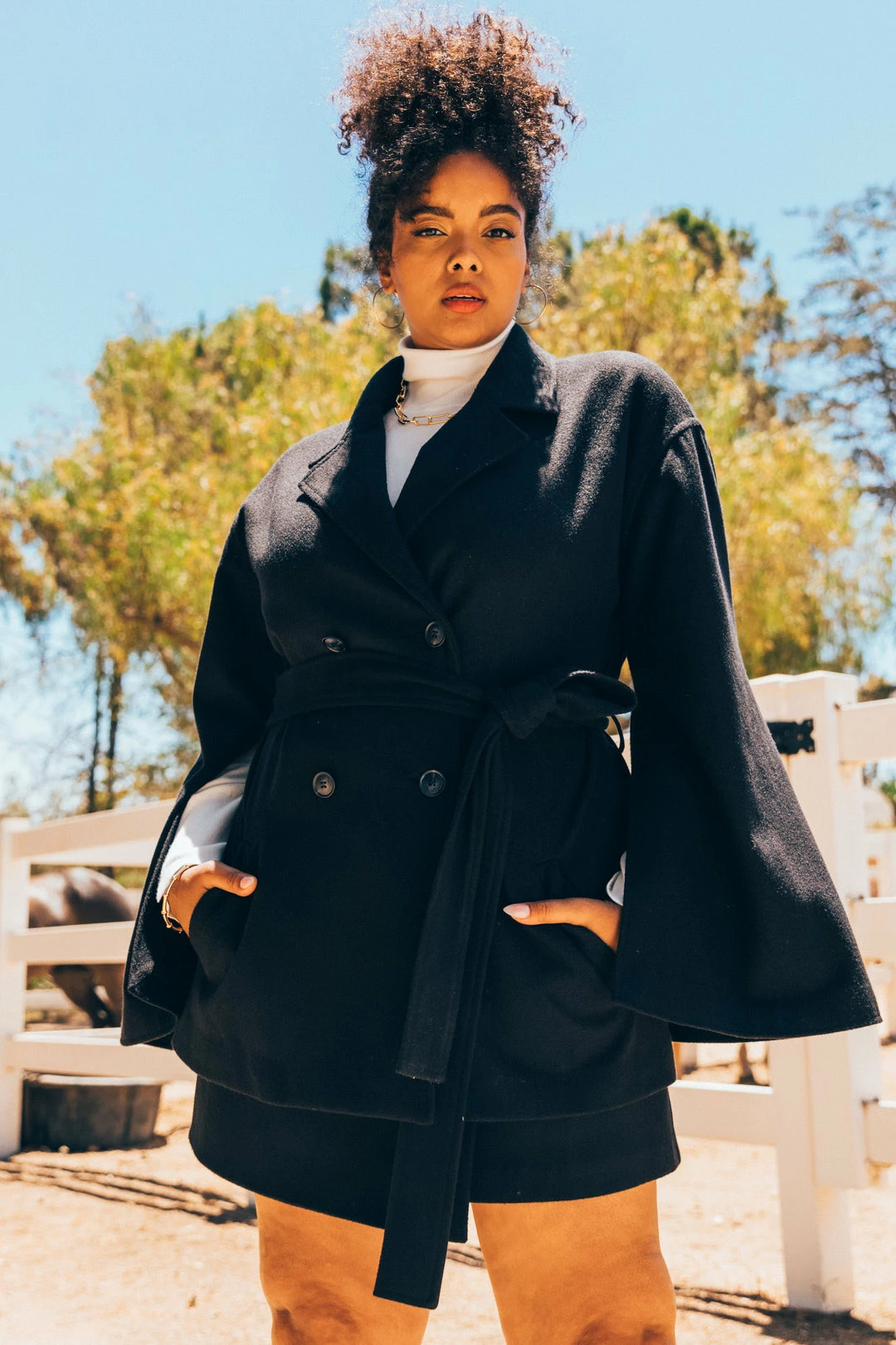 SKIES ARE BLUE Clothing Plus Size - Kenzie Belted Cape Coat 3 SKIES ARE BLUE Clothing Plus Size - Kenzie Belted Cape Coat