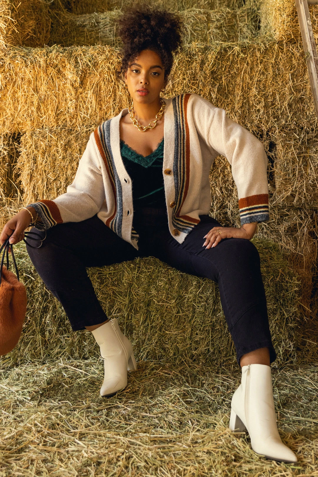 SKIES ARE BLUE Plus Size - Multi Stripe Cardigan 3 SKIES ARE BLUE Plus Size - Multi Stripe Cardigan