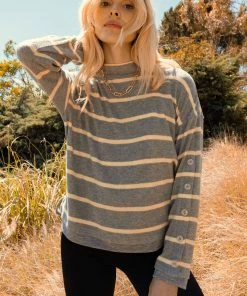 SKIES ARE BLUE Faye Striped Knit Top