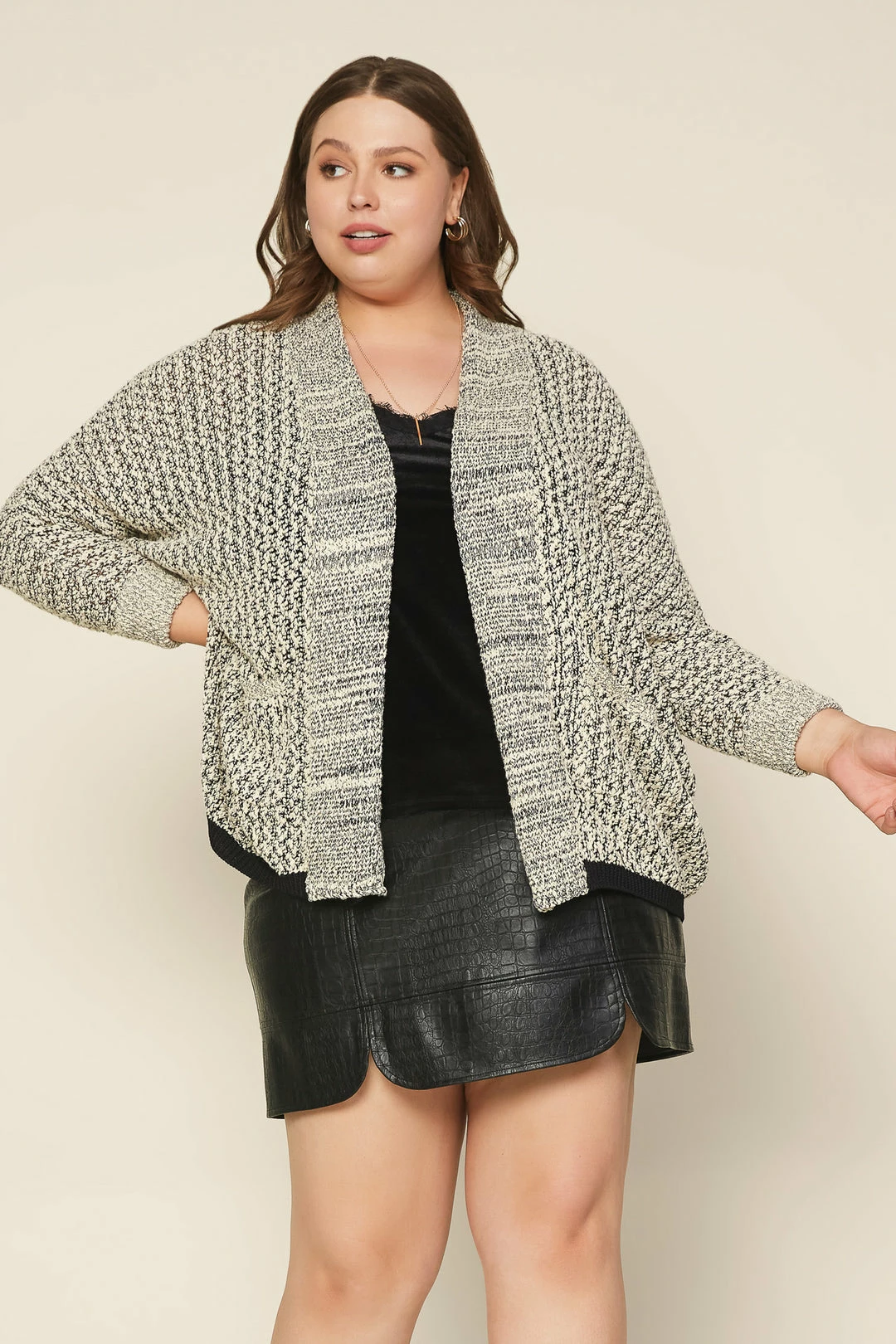 SKIES ARE BLUE Plus Size - Marled Knit Cardigan 3 SKIES ARE BLUE Plus Size - Marled Knit Cardigan