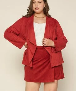 SKIES ARE BLUE Clothing Plus Size - Faux Suede Drape Jacket 11 SKIES ARE BLUE Clothing Plus Size - Faux Suede Drape Jacket
