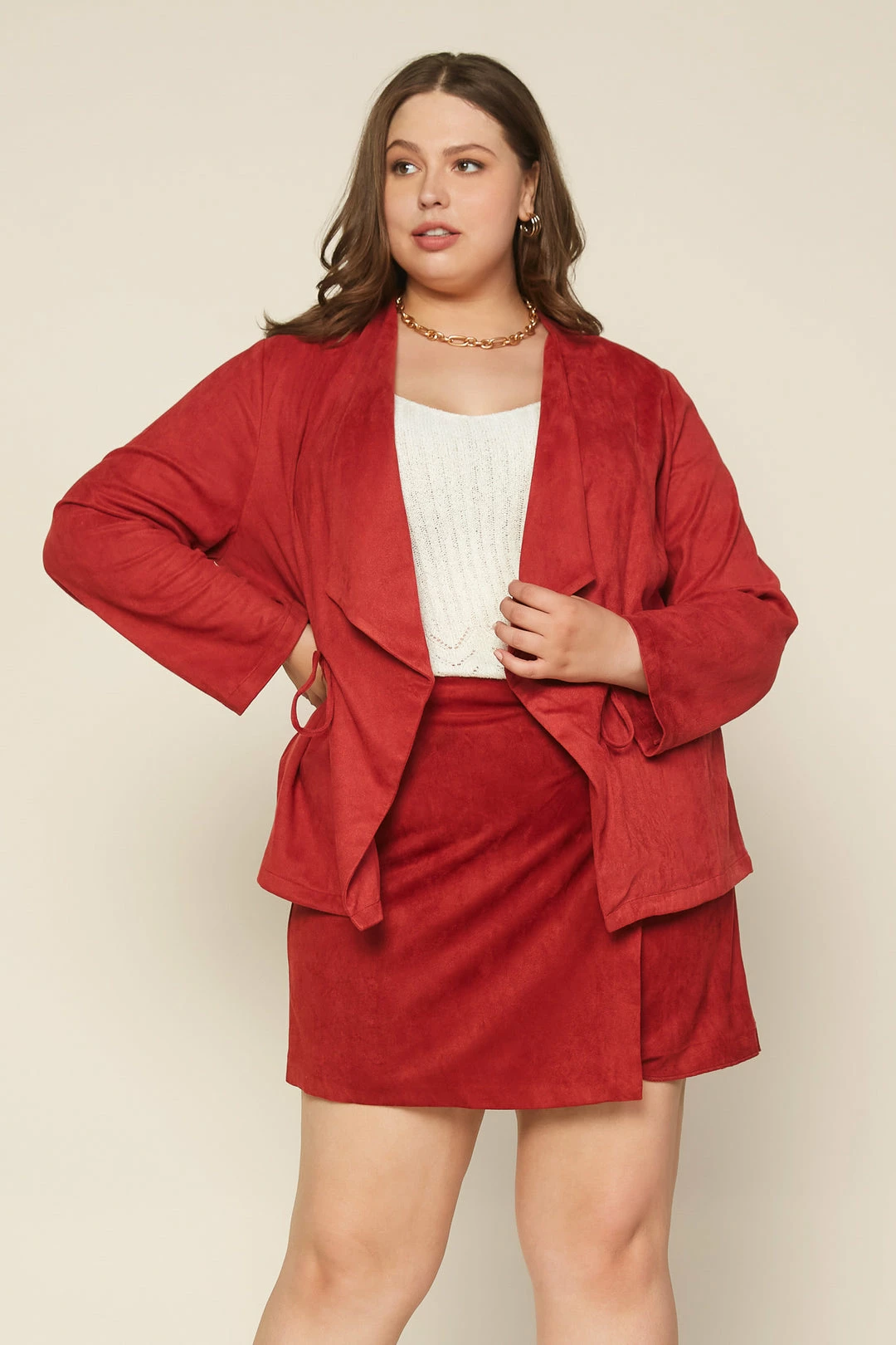 SKIES ARE BLUE Clothing Plus Size - Faux Suede Drape Jacket 6 SKIES ARE BLUE Clothing Plus Size - Faux Suede Drape Jacket
